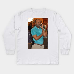 Black Guy on the Phone Kids Long Sleeve T-Shirt